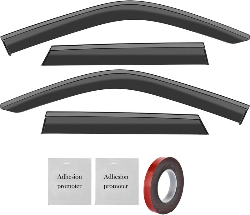 Vesul Compatible with Ford Bronco Sport 2021-2025 Rain Guards Wind Deflectors Anti-Rain Window Visors with Tape 304 Stainless Steel Trim–Noise Reduction&All-Weather Protection Outside Channel - Image 2